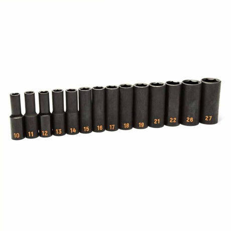 GearWrench 84955H 14 Piece 1/2" Drive 6 Point Metric Hi-Viz Deep Impact Socket Set
