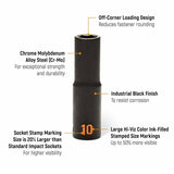 GearWrench 84955H 14 Piece 1/2" Drive 6 Point Metric Hi-Viz Deep Impact Socket Set - 2