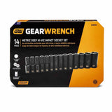 GearWrench 84955H 14 Piece 1/2" Drive 6 Point Metric Hi-Viz Deep Impact Socket Set - 4