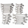 GearWrench 85034 34 Pc. 72-Tooth 12 Point Standard & Stubby Ratcheting Combination SAE/Metric Wrench Set