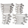 GearWrench 85034 34 Pc. 72-Tooth 12 Point Standard & Stubby Ratcheting Combination SAE/Metric Wrench Set