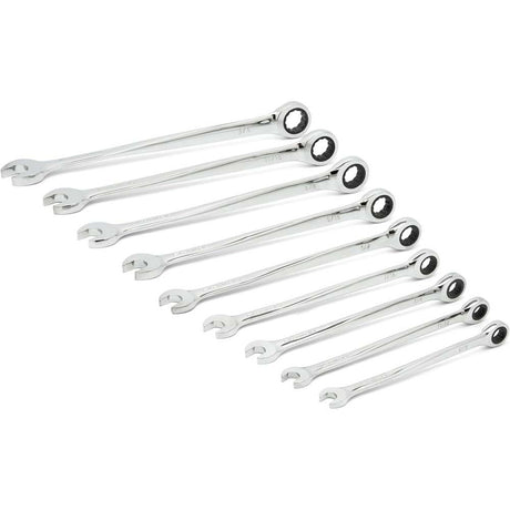 GearWrench 85898 9 Pc. 72-Tooth 12 Point XL X-Beam Ratcheting Combination SAE Wrench Set