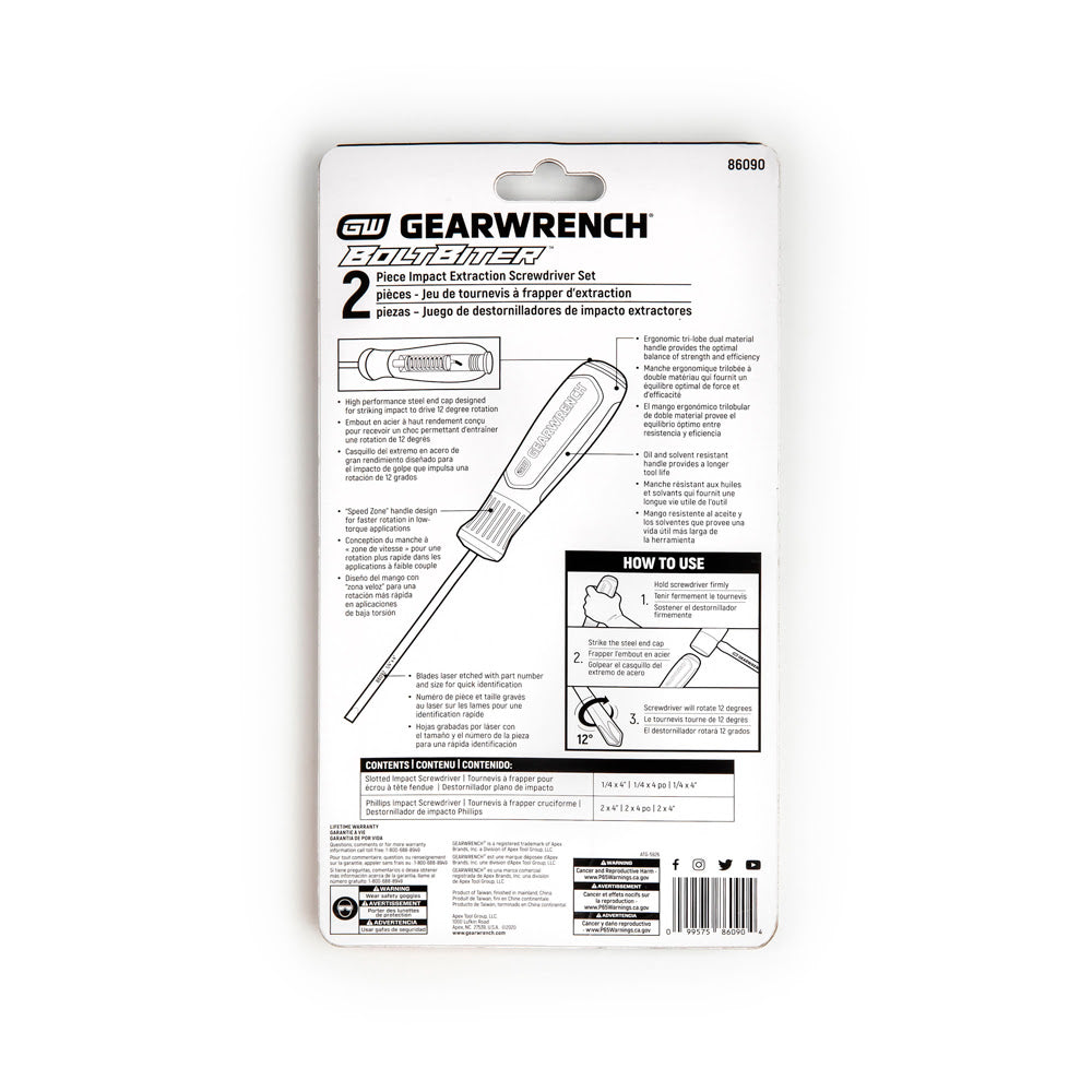 GearWrench 86090 2-Piece Bolt Biter Dual Material Extraction Screwdriver Set - 5