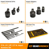 GearWrench 86524 17 pc. 1/4", 3/8", 1/2" Impact Drive Tool Accessories Set with EVA Foam Tray - 2