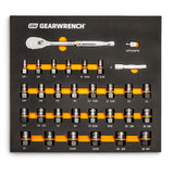 GearWrench 86525 31 Pc. 3/8" Drive 90T Ratchet and Bolt Biter Socket Set MM/SAE with EVA Foam Tray