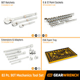 GearWrench 86529 83 Pc. 1/4", 3/8", 1/2" 90-Tooth SAE/Metric Mechanics Tool Set with EVA Foam Tray - 2