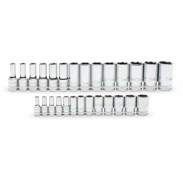 GearWrench 86541-06 27 Piece 1/4" and 3/8" Drive 6 Point Mid Length Metric Socket Set