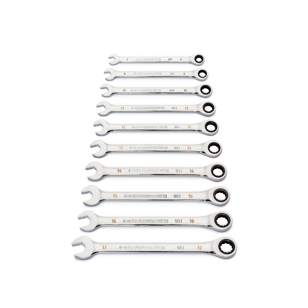 GearWrench 86927 12 Pc. 90-Tooth 12 Point Metric Combination Ratcheting Wrench Set