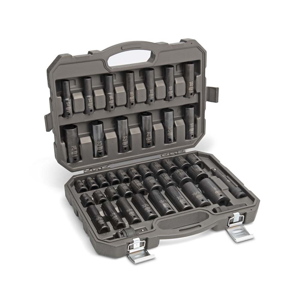 GearWrench 89094 44 Piece 1/2" Drive 6 Point Standard/Deep SAE/Metric Impact Socket Set - 2