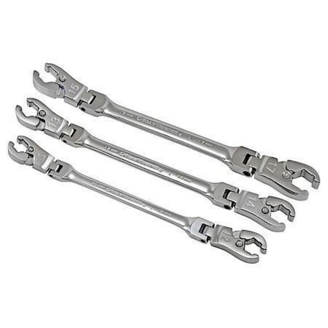 GearWrench 89099 3 Pc. Ratcheting Flex Head Flare Nut Metric Wrench Set