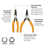 GearWrench 89701 Fixed Tip Internal External Snap Ring Pliers Set 7" and 9" with Tool Pouch (4 Piece Set) - 3