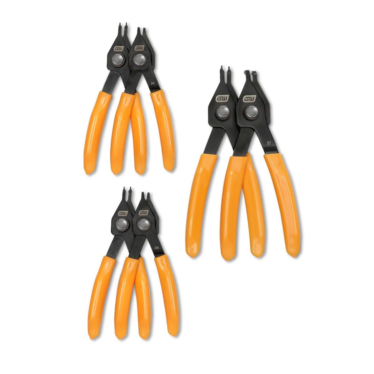 GearWrench 89711 Convertible Push Button Snap Ring Pliers Set with Case (6 Piece Set)
