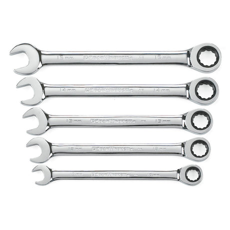 GearWrench 93004D 5 Pc. 72-Tooth 12 Point Ratcheting Combination Metric Wrench Set