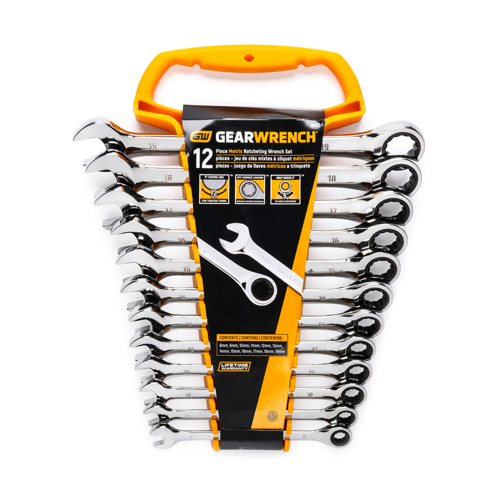 GearWrench 9412 12 Pc. 72-Tooth 12 Point Ratcheting Combination Metric Wrench Set - 3