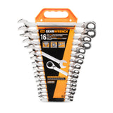 GearWrench 9602N 16 Pc. 72-Tooth 12 Point Reversible Ratcheting Combination Metric Wrench Set - 3