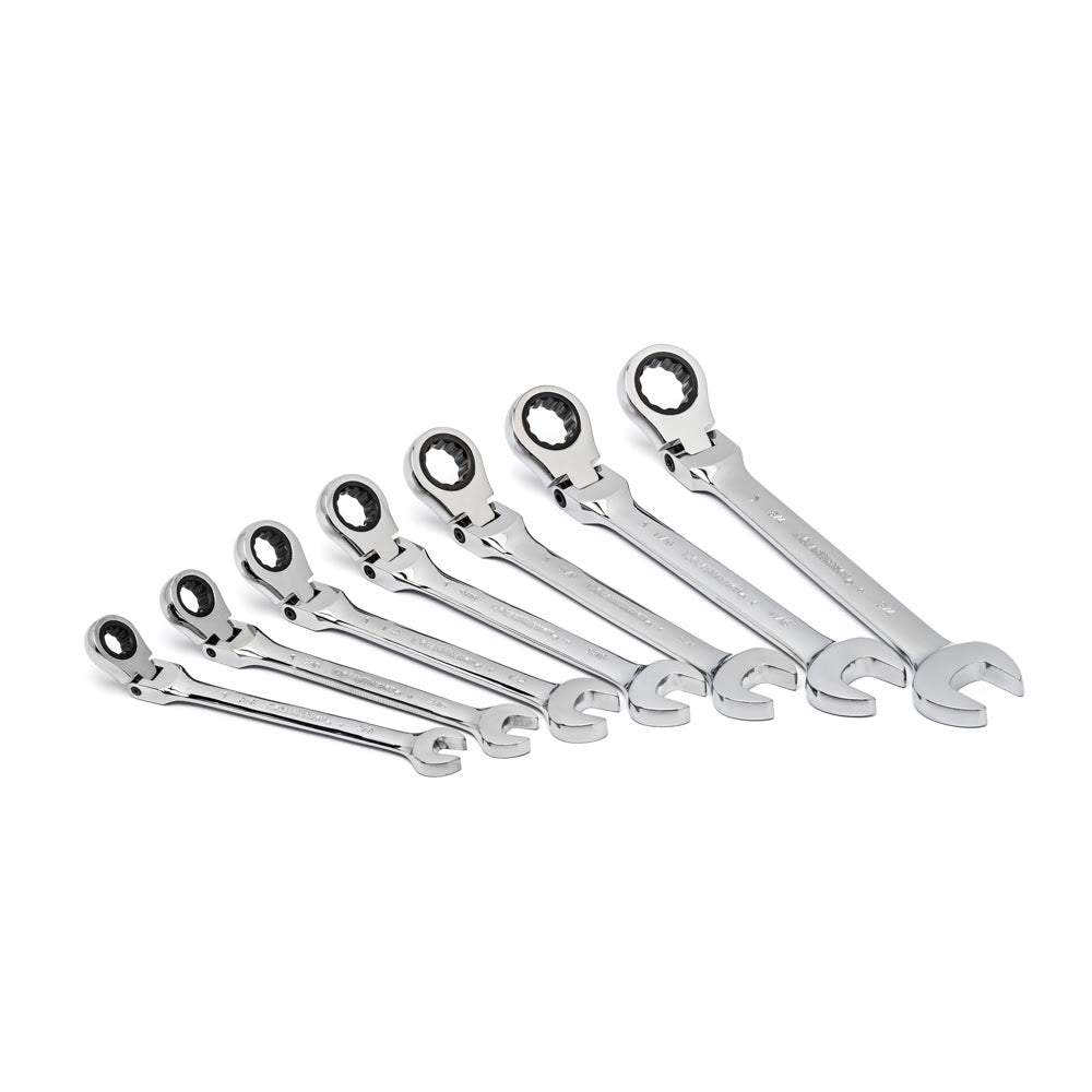 GearWrench 9700 7 Pc. 72-Tooth 12 Point Flex Head Ratcheting Combination SAE Wrench Set - 5