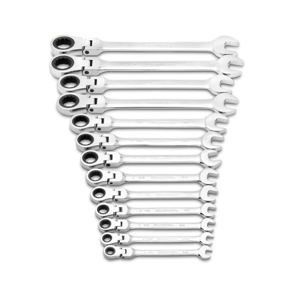 GearWrench 9702D 13 Pc. 72-Tooth 12 Point Flex Head Ratcheting Combination SAE Wrench Set - 2