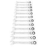 GearWrench 9901D 12 Pc. 72-Tooth 12 Point Flex Head Ratcheting Combination Metric Wrench Set - 8