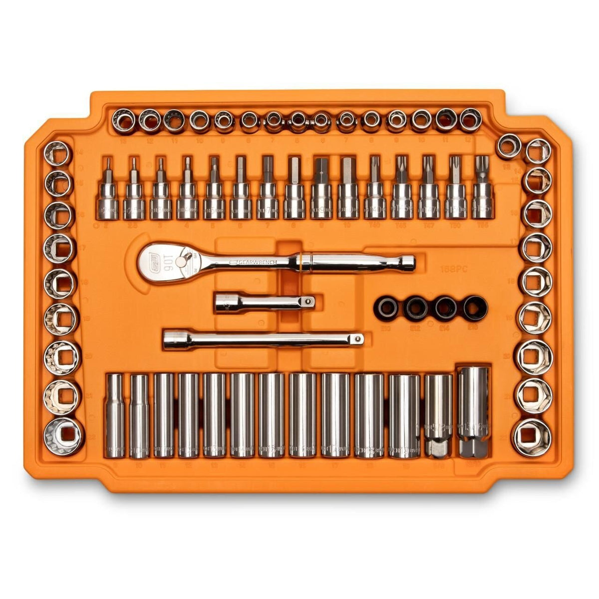 GearWrench GW168MM 1/4" and 3/8" Drive 90-Tooth Metric Mechanics Tool Set (168 Piece) - 5
