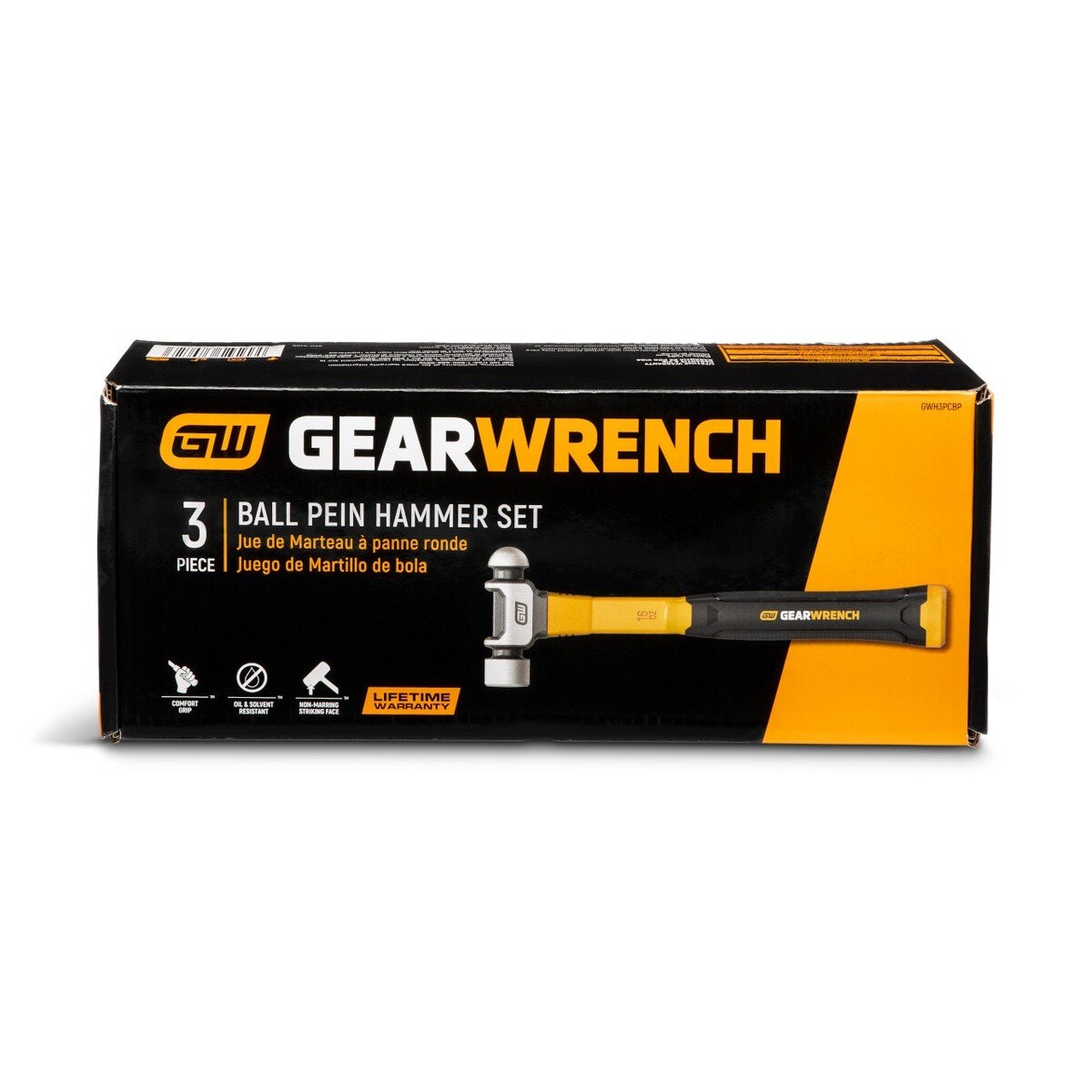 GearWrench GWH3PCBP Ball Pein Hammer Set with Fiberglass Handles 16 oz 24 oz 32 oz (3 Piece Set) - 7