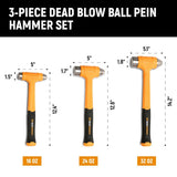 GearWrench GWH3PCDBBP Dead Blow Ball Pein Hammer Set with Steel Shot Core (3 Piece Set) - 3