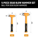 GearWrench GWH5PCDB Dead Blow Hammer Set with Ball Pein Hammers (5 Piece Set) - 2
