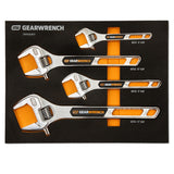GearWrench GWMSAJW01 6" to 12" Chrome Adjustable Wrench Set with EVA Foam Storage Tray (4 Piece) - 7