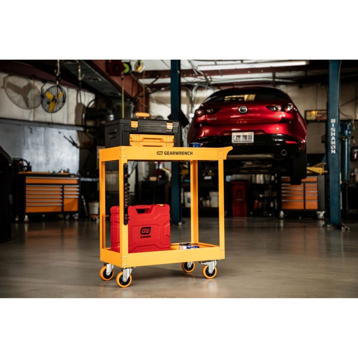GearWrench GWMSC 36" 2 Shelf Steel Automotive Utility Cart with Locking Casters - 6