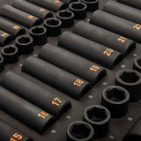 GearWrench GWMSISKHMM 3/8 in and 1/2 in Drive 6 Point Metric Standard and Deep Hi-Viz Impact Socket Set with Foam Storage Tray 20.25 in x 13.5 in x 2.0 in (68 Piece) - 6