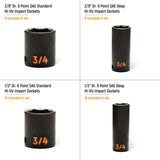 GearWrench GWMSISKHSAE 3/8 in and 1/2 in Drive 6 Point SAE Hi-Viz Impact Socket Set with Foam Tray (54 Piece) - 5