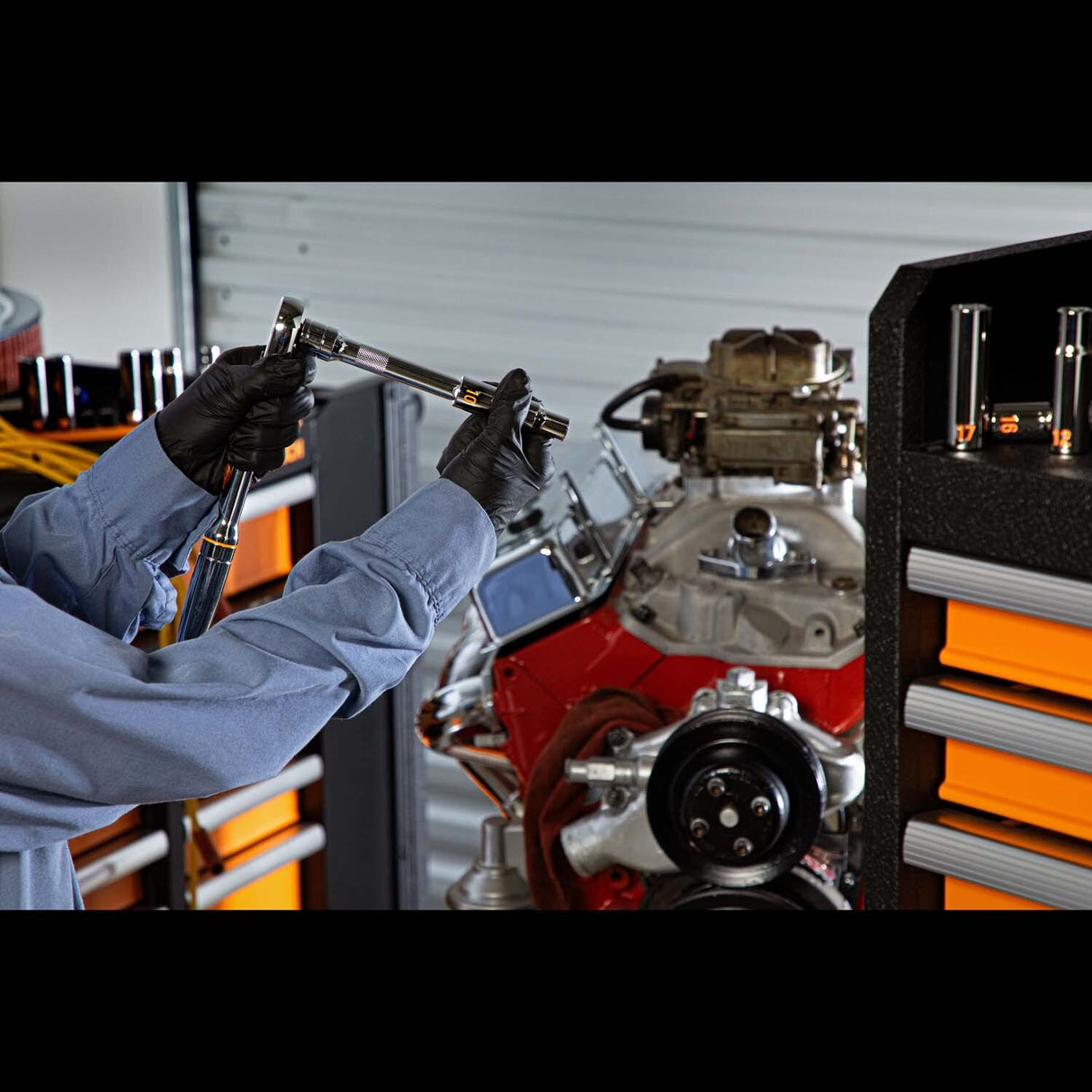 GearWrench GWMSSKTHMM Hi-Viz Metric Chrome Socket Set with Foam Tray 1/4 in 3/8 in 1/2 in Drive (77 Piece) - 7