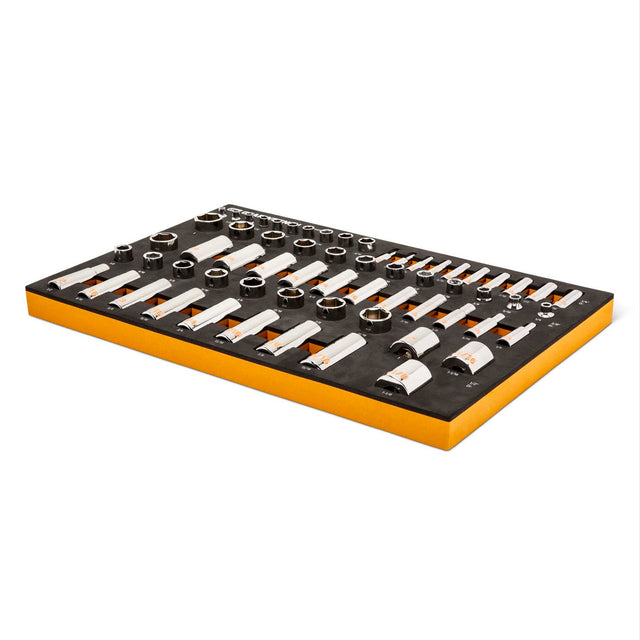 GearWrench GWMSSKTHSAE Hi-Viz 6 Point SAE Chrome Socket Set with Foam Storage Tray (63 Piece)
