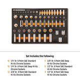 GearWrench GWMSSKTHSAE Hi-Viz 6 Point SAE Chrome Socket Set with Foam Storage Tray (63 Piece) - 5