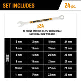 GearWrench GWMSSWHMM 12 Point Metric Hi-Viz Long Pattern Combination Wrench Set in Foam Storage Tray (24 Piece) - 6
