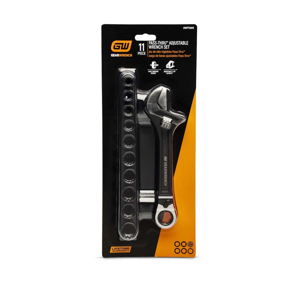 GearWrench GWPTAW8 11 Piece Pass-Thru Adjustable Wrench Set - 2