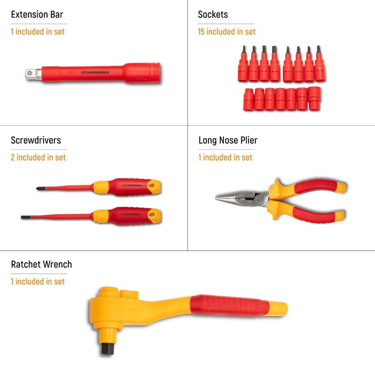 GearWrench GWVDE20 3/8" Drive VDE Insulated Tool Set with Blow Mold Case (20 Piece Set) - 2