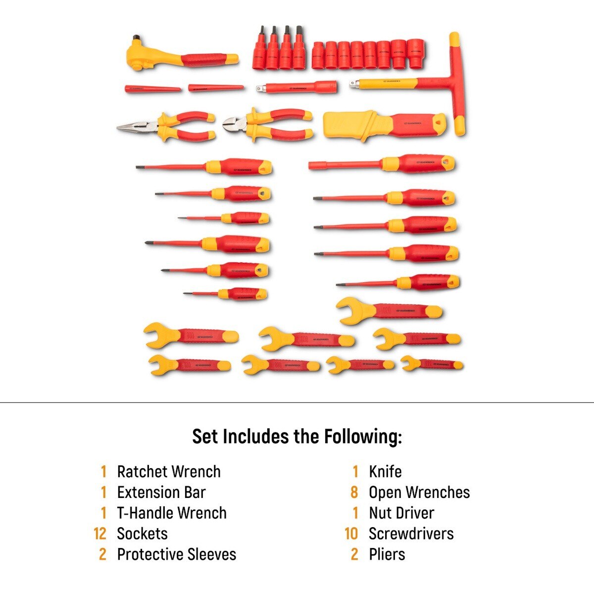 GearWrench GWVDE39 VDE Insulated Tool Set Rated 1000V with Blow Mold Case (39 Piece Set) - 2