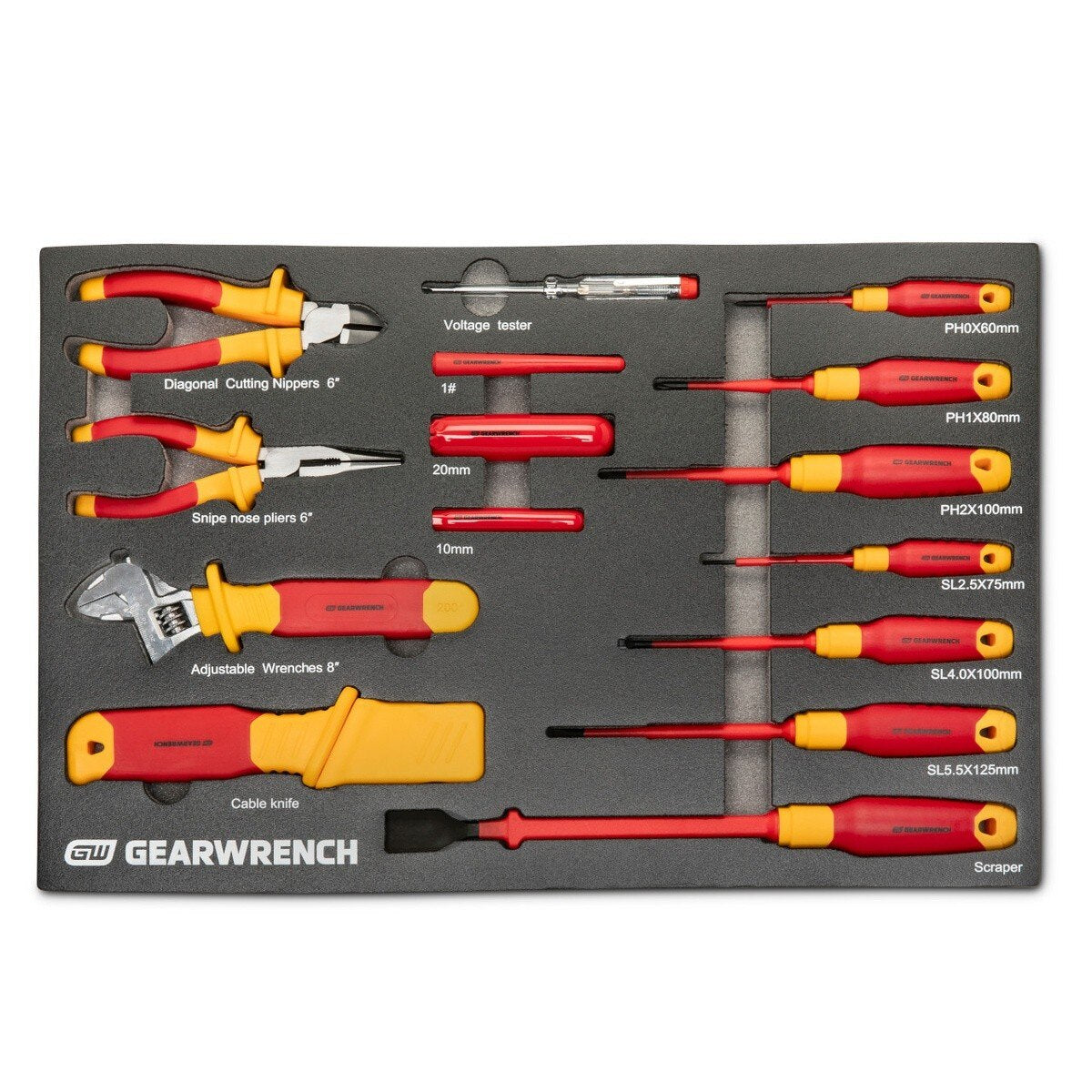 GearWrench GWVDE72 VDE Insulated 1/4" and 3/8" Drive Tool Set for Electrical Work (72 Piece Set) - 4