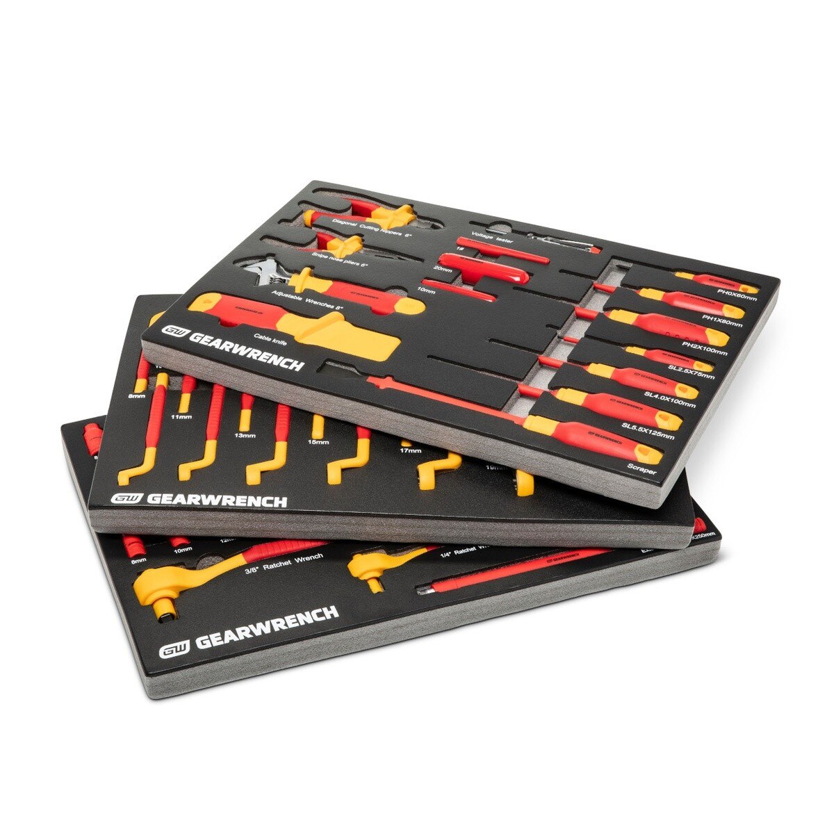 GearWrench GWVDE72 VDE Insulated 1/4" and 3/8" Drive Tool Set for Electrical Work (72 Piece Set) - 6
