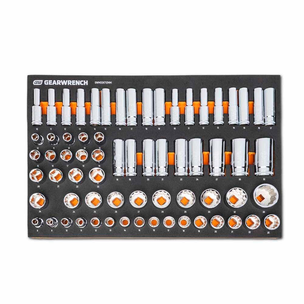 GearWrench MEGAMOD358 358 Piece MEGAMOD Metric Mechanics Tool Set in Modular Foam Trays with Rolling Cabinet - 6