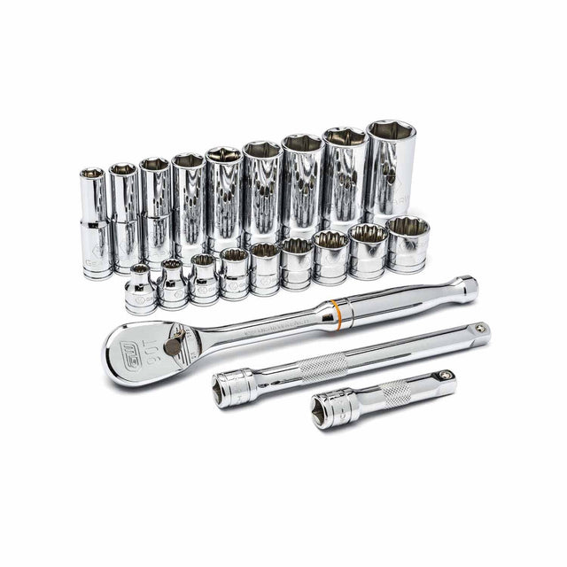 Gearwrench 80557 21 Pc. 3/8" Drive 6 & 12 Point Standard & Deep SAE Mechanics Tool Set