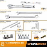 GearWrench 80966 243 Pc. 6 Point Mechanics Tool Set in 3 Drawer Storage Box - 2