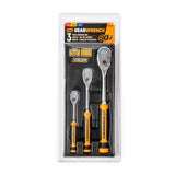 GearWrench 81207T 3 Pc. 1/4", 3/8" & 1/2" Drive 90-Tooth Dual Material Teardrop Ratchet Set - 3