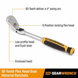 Gearwrench 81267T 3/8" Drive 90-Tooth Dual Material Locking Flex Head Teardrop Ratchet 13" - 2