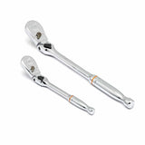 GearWrench 81274T 2 Pc. 1/4" & 3/8" Drive 90-Tooth Locking Flex Head Teardrop Ratchet Set - 3