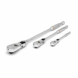 GearWrench 81276T 3 Pc. 1/4", 3/8" & 1/2" Drive 90-Tooth Locking Flex Head Teardrop Ratchet Set - 2