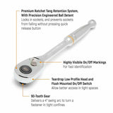 GearWrench 81309T 1/2" Drive 90-Tooth Quick Release Teardrop Ratchet - 4