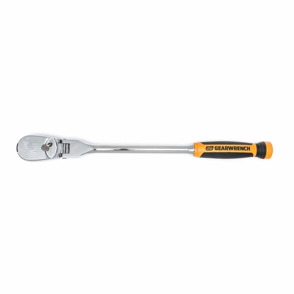 GearWrench 81370T 1/2" Drive 90-Tooth Dual Material Flex Head Teardrop Ratchet 17"