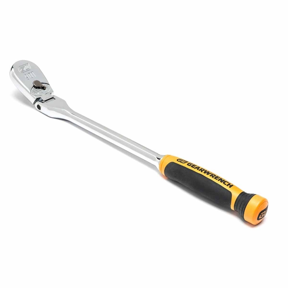 GearWrench 81370T 1/2" Drive 90-Tooth Dual Material Flex Head Teardrop Ratchet 17" - 4