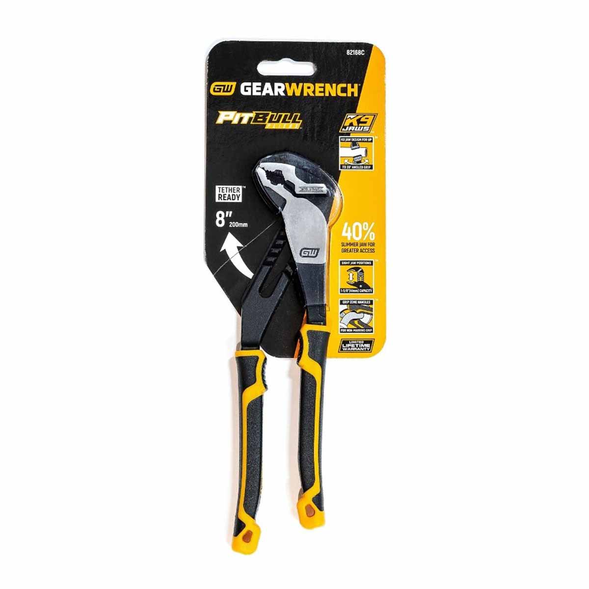 GearWrench 82168C 8" Pitbull K9 V-Jaw Dual Material Tongue and Groove Pliers - 2